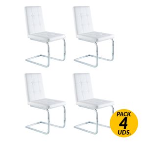Pack de 4 sillas de comedor Vanity símil piel blanco
