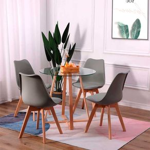 Pack de 4 sillas de comedor Bistro estilo nórdico gris