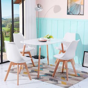 Pack de 4 sillas de comedor Bistro estilo nórdico blanco