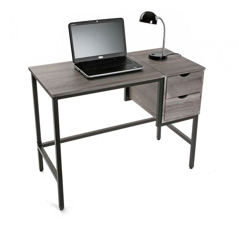 Escritorio Versa 2 cajones gris/negro 76x100x48 cm