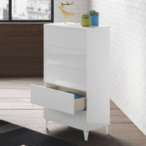 Cómoda Diva 5 cajones blanco brillo 117x61x40 cm