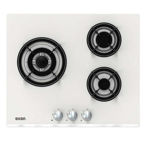 Encimera de gas Svan SGW3600B 3 fuegos 6050W cristal blanco 60 cm
