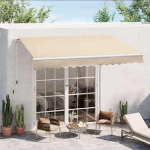 Toldo manual Outsunny plegable con manivela protección UV beige 148x360x250 cm