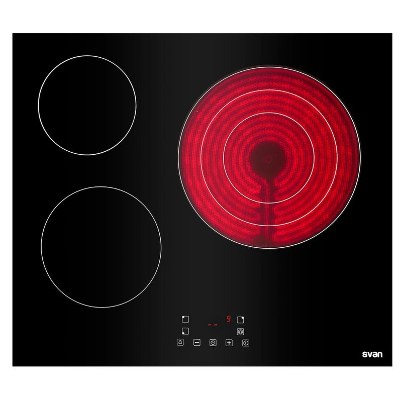 Placa vitrocerámica Svan SV3600 5700W 3 zonas 9 niveles negro 59 cm