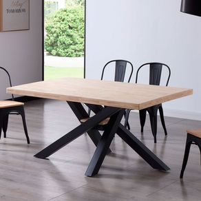 Mesa de comedor Xena patas cruzadas tapa regular roble Nordish/negro 76x160x100 cm