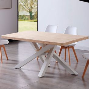 Mesa de comedor Xena patas cruzadas tapa regular roble Nordish/blanco 76x160x100 cm