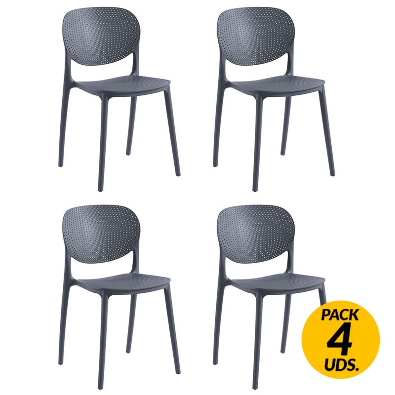 Pack 4 sillas Corey apilables gris