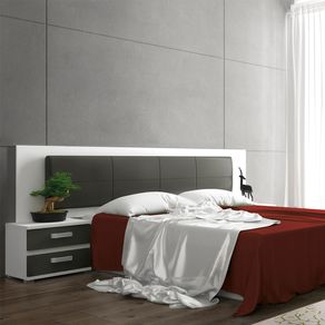 Cabecero Cabra con plafón tapizado blanco/grafito