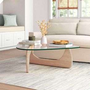 Mesa de centro Leyna forma irregular roble 40x110x70 cm