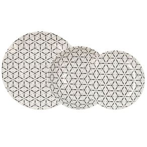 Vajilla Creativa Quid 18 piezas 6 servicios diseño geométrico blanco/negro
