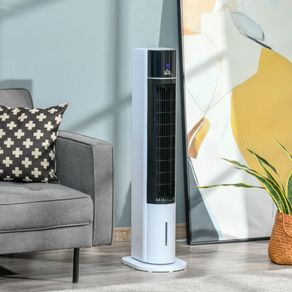 Ventilador de torre Homcom con mando 60W 3 velocidades 3 modos temporizador blanco/negro 105x33x26 cm