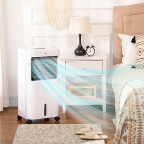 Climatizador de aire portátil Homcom con mando 15L 65W 3 velocidades 3 modos con temporizador y ruedas blanco 74x32x37 cm