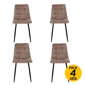 Pack de 4 sillas de comedor Altea patas negras marrón 89x44x49 cm