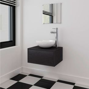 Mueble de baño Bahamas + lavabo + espejo negro 20x40x34 cm