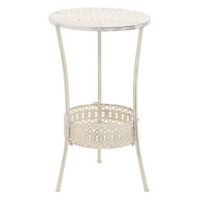 Mesa auxiliar alta estilo vintage redonda blanco Ø40x70