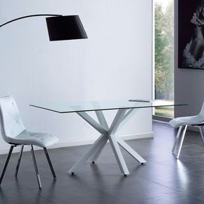 Mesa de comedor fija Cross patas cruzadas blanco 75x160x90 cm