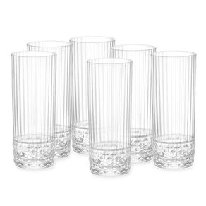 Pack de 6 vasos America 20’s Bormioli 40cl con relieve transparente