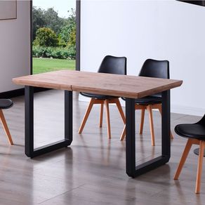 Mesa de comedor extensible Roma roble Honey/negro 77x140x80 cm