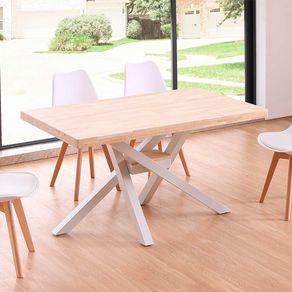 Mesa de comedor Xena patas cruzadas forma rectangular roble Nordish/blanco 76x140x80 cm