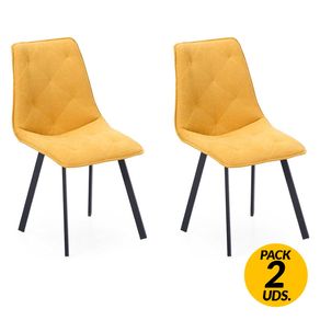 Pack de 2 sillas de comedor Diamond tejido mostaza