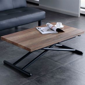 Mesa de centro Up & Down elevable y extensible 4 posiciones nogal/negro 49-76x100x50 cm