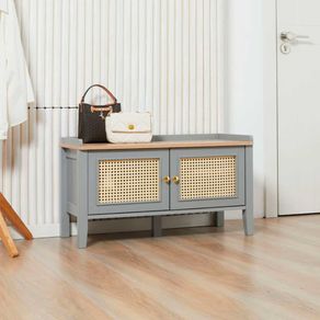 Banco zapatero Homcom 2 puertas 1 estante ajustable gris 45x80x35 cm