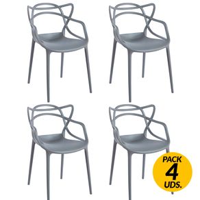 Pack de 4 sillas Butterfly gris 83x55x55 cm