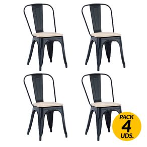 Pack de 4 sillas Tolix roble Nordish/negro 85x45x45 cm