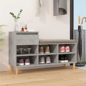 Mueble zapatero 1 cajón 6 compartimentos gris hormigón 60x102x36 cm
