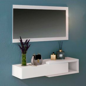 Recibidor horizontal Aura + espejo blanco