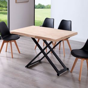 Mesa de centro Zoe elevable con tapa irregular roble Nordish/negro 49-76x120x80 cm