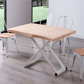 Mesa de centro Zoe elevable con tapa irregular roble Nordish/blanco 49-76x120x80 cm
