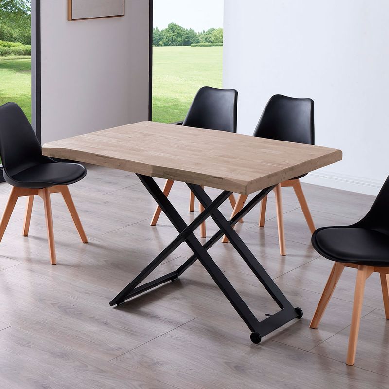 Mesa de centro Zoe elevable con tapa irregular roble Honey/negro 49-76x120x80 cm