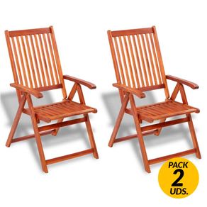 Pack de 2 sillas de jardín plegables madera marrón 111x57x69 cm