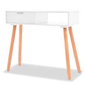 Mesa consola 1 cajón + 1 estante blanco/natural 72x80x30 cm