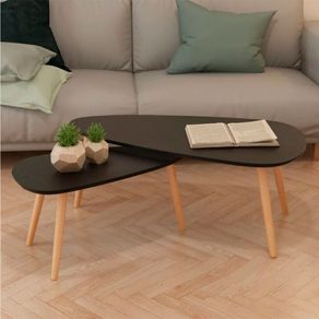 Set de 2 mesas de centro triangulares negro/natural