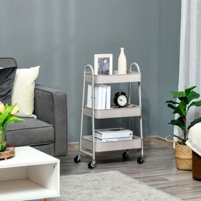 Carrito de cocina auxiliar Homcom 3 niveles con ruedas gris 79,4x45x31 cm