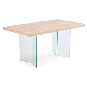 Mesa de comedor Aire V rectangular patas de cristal roble Nordish 77x160x90 cm