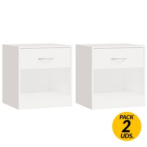 Pack de 2 mesitas de noche 1 cajón 1 estante blanco 38x36,5x30,5 cm