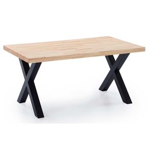 Mesa de comedor X-Loft rectangular diseño nórdico roble Nordish/negro 76x160x90 cm
