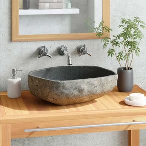 Lavabo de piedra ovalado gris oscuro 12x29/38x24/31 cm