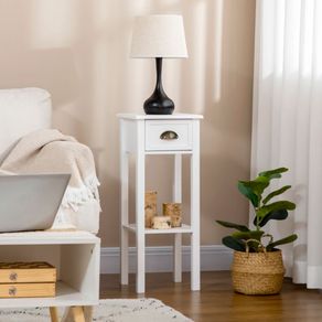 Mesa auxiliar Homcom con cajón + estante blanco 75x30x30 cm