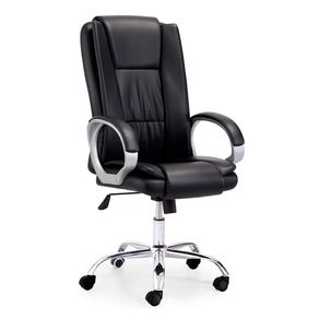 Silla de despacho Atlas giratoria y altura regulable símil piel negro 114-122x68x64 cm
