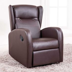 Sillón relax Home orejero con elevación automática símil piel marrón