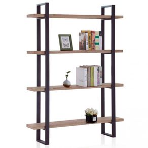 Estantería alta Steve 4 estantes diseño nórdico roble Honey/negro 180x120x35 cm