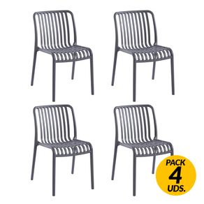 Pack de 4 sillas multiusos Ivone uso interior y exterior gris