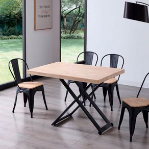 Mesa de centro Zoe elevable con tapa regular roble Nordish/negro 49-76x120x80 cm