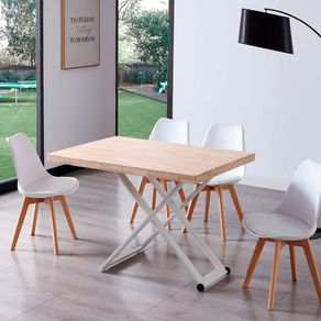 Mesa de centro Zoe elevable con tapa regular roble Nordish/blanco 49-76x120x80 cm