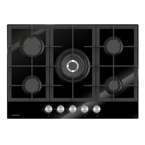 Encimera de gas Infiniton 78GLN52 5 fuegos 11700W encendido electrónico cristal negro 70 cm