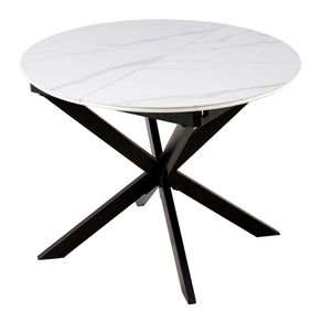 Mesa de comedor Ibiza extensible acabado cerámico blanco 75x100-140x100 cm